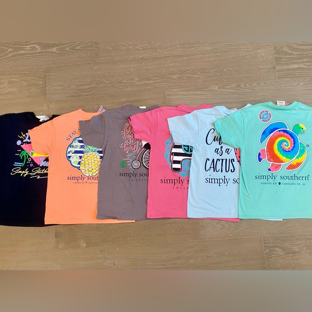 Lot of 6 NWT Simply Southern Youth Small Shirts